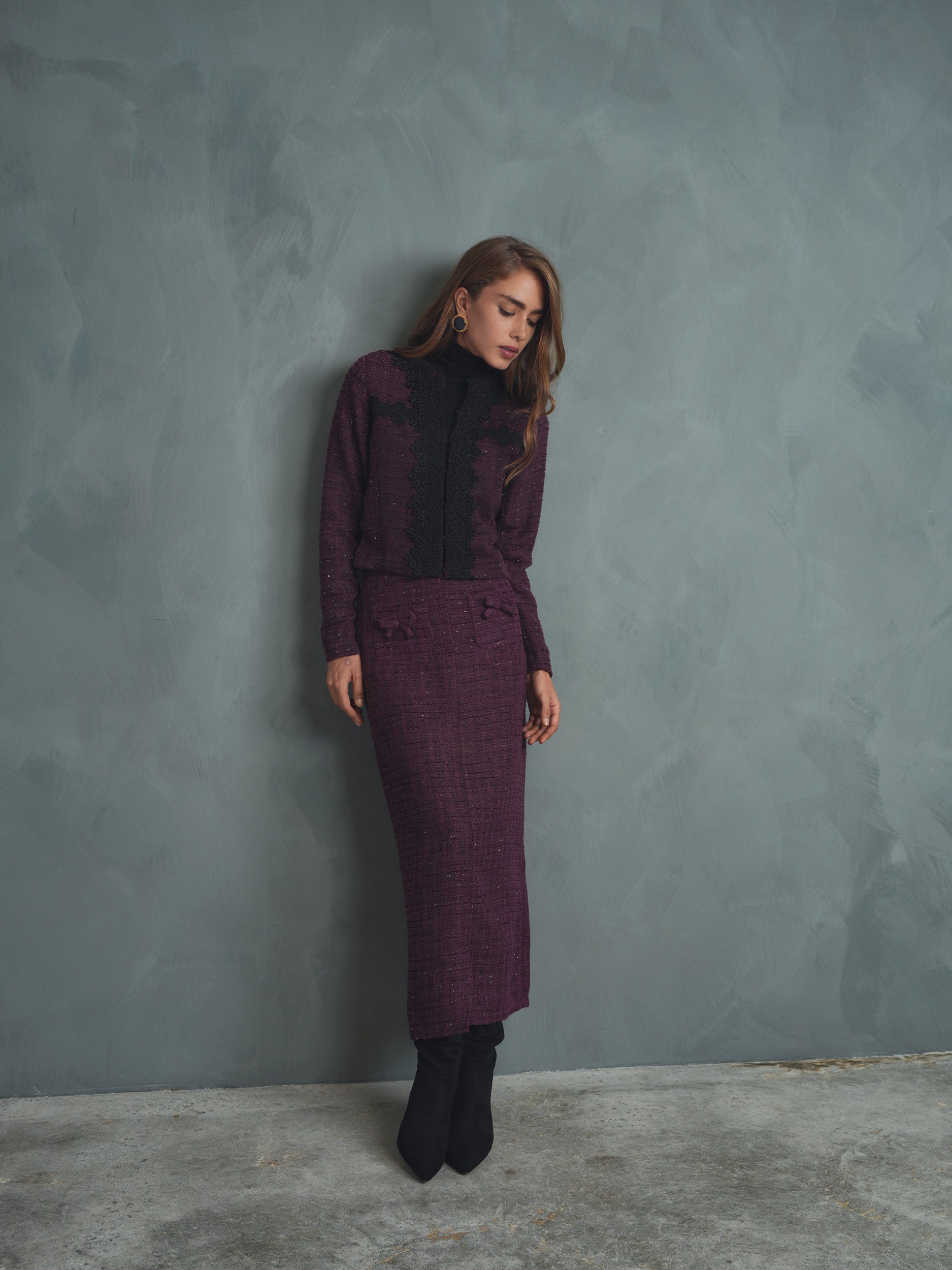 Floral Applique Tweed Jacket