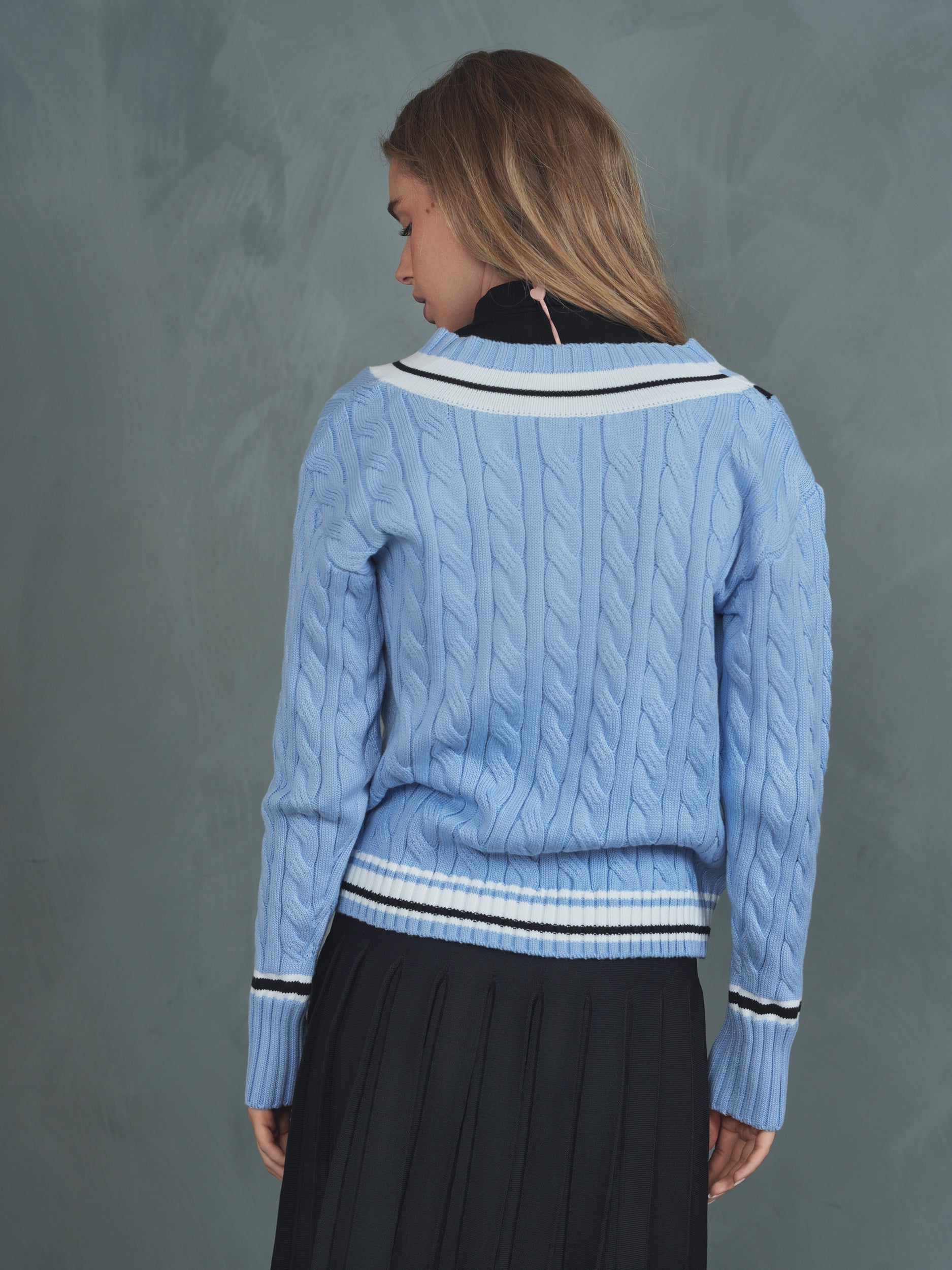 Cable Knit V-Neck Sweater