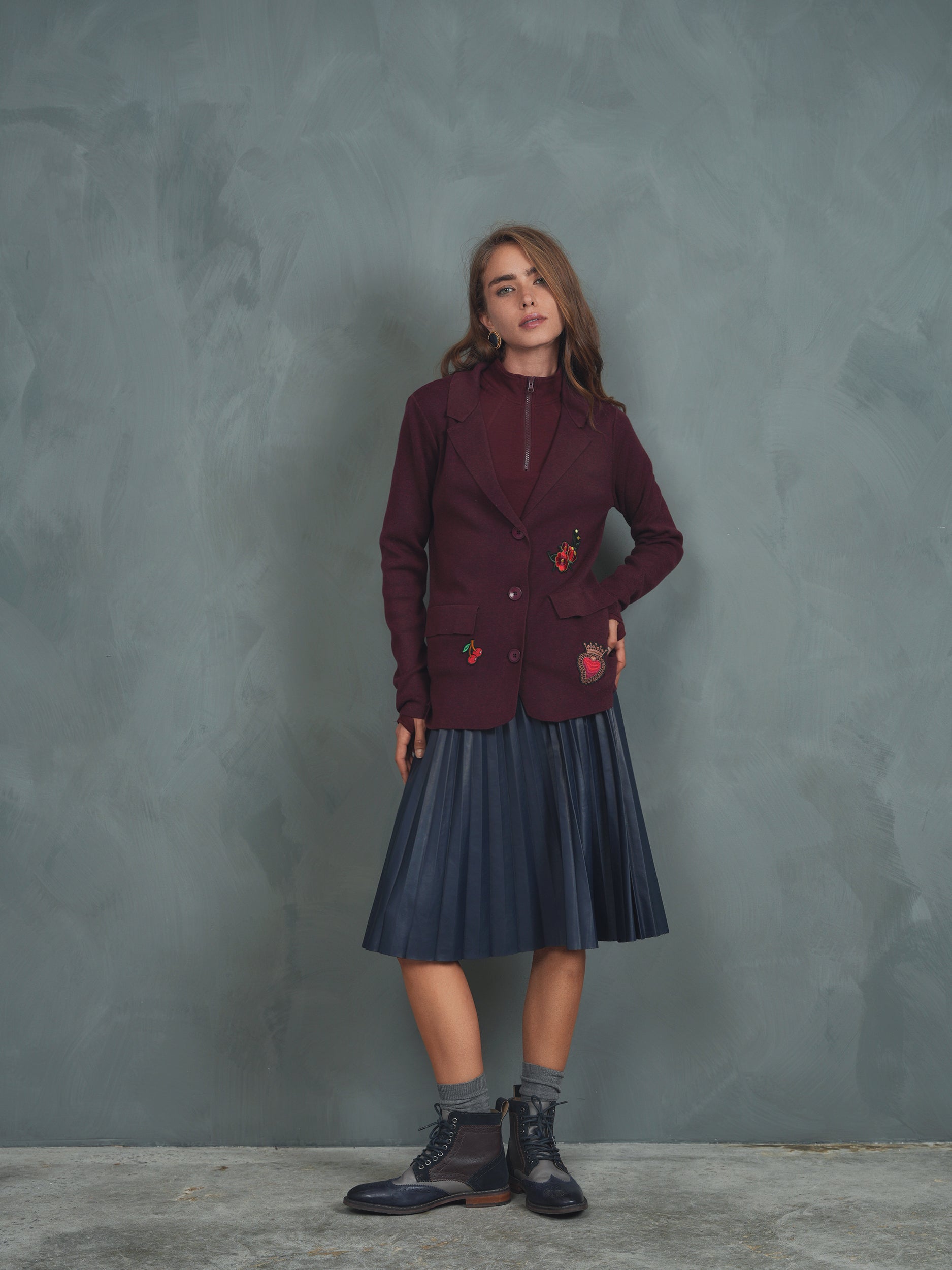 Knit Blazer With Patches