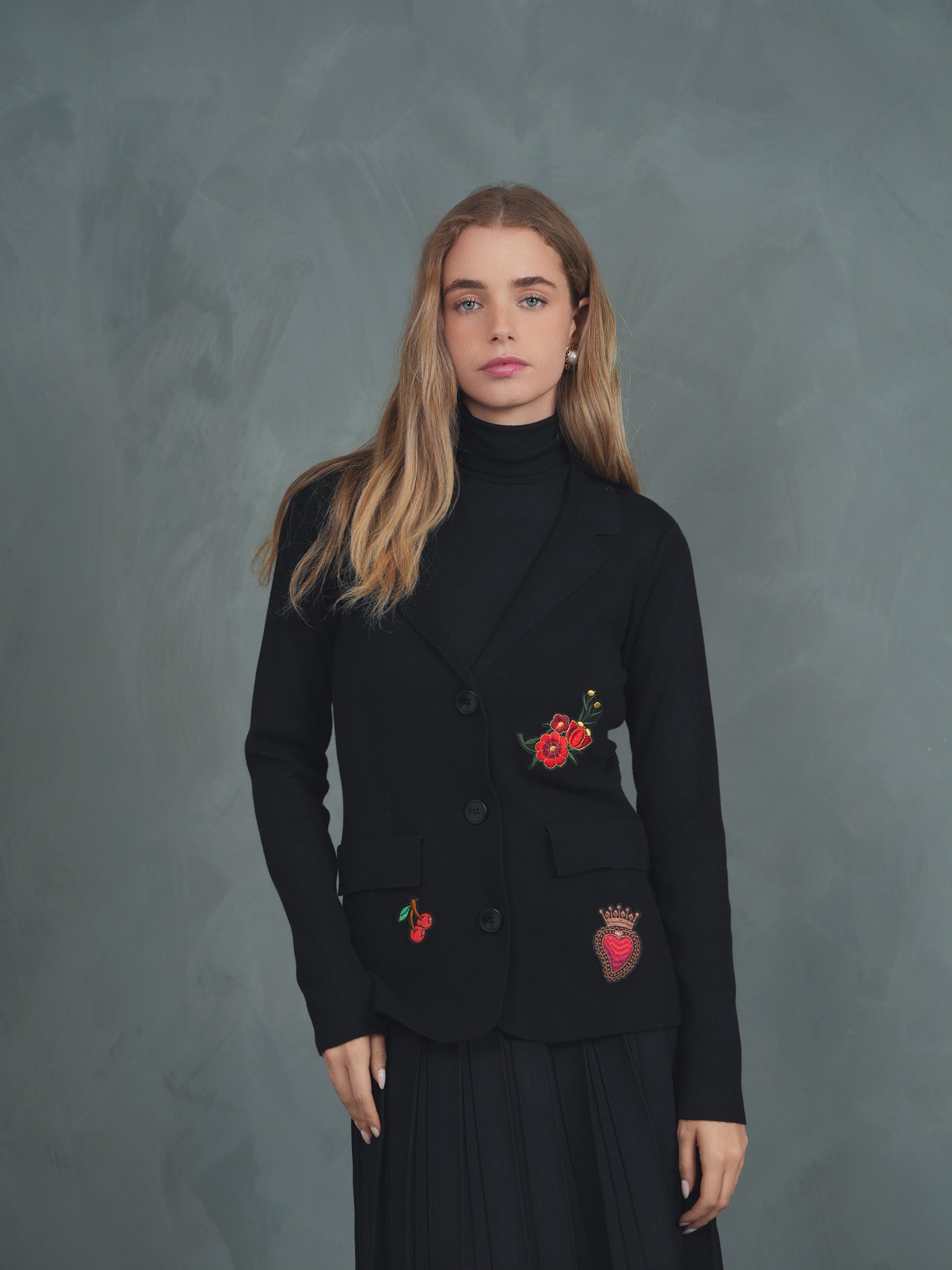 Knit Blazer With Patches