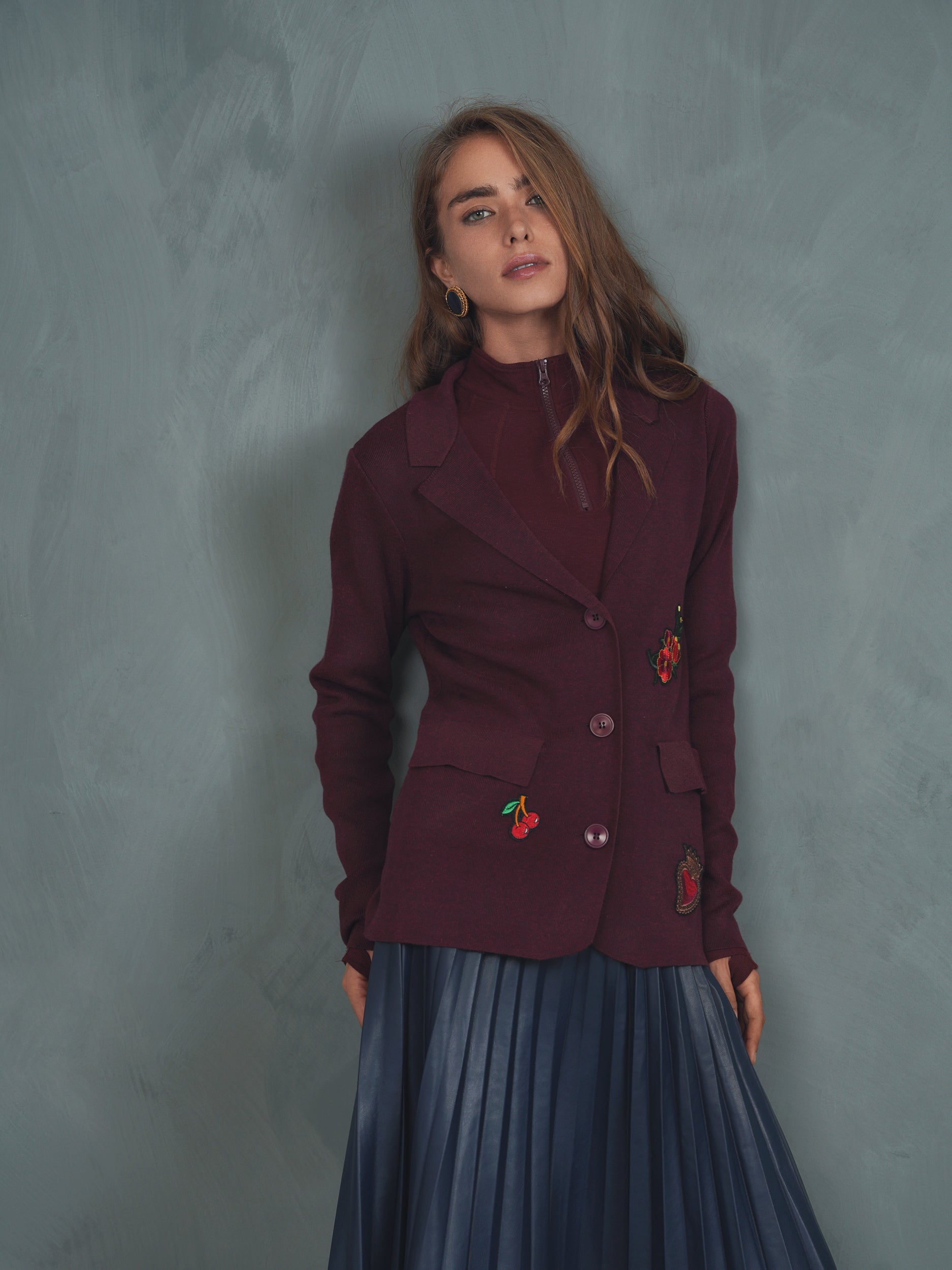 Knit Blazer With Patches