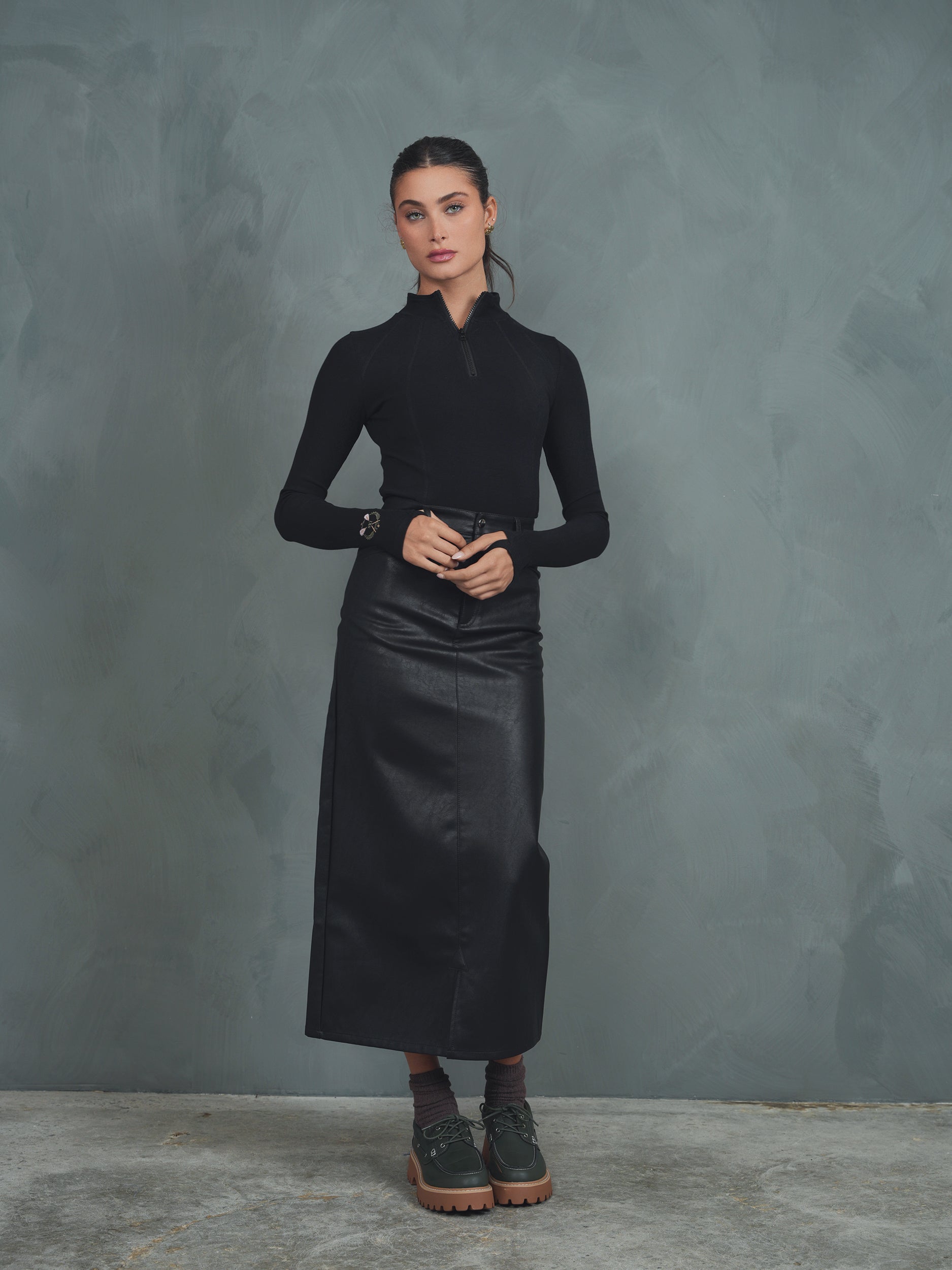 Leather Skirt With Slit