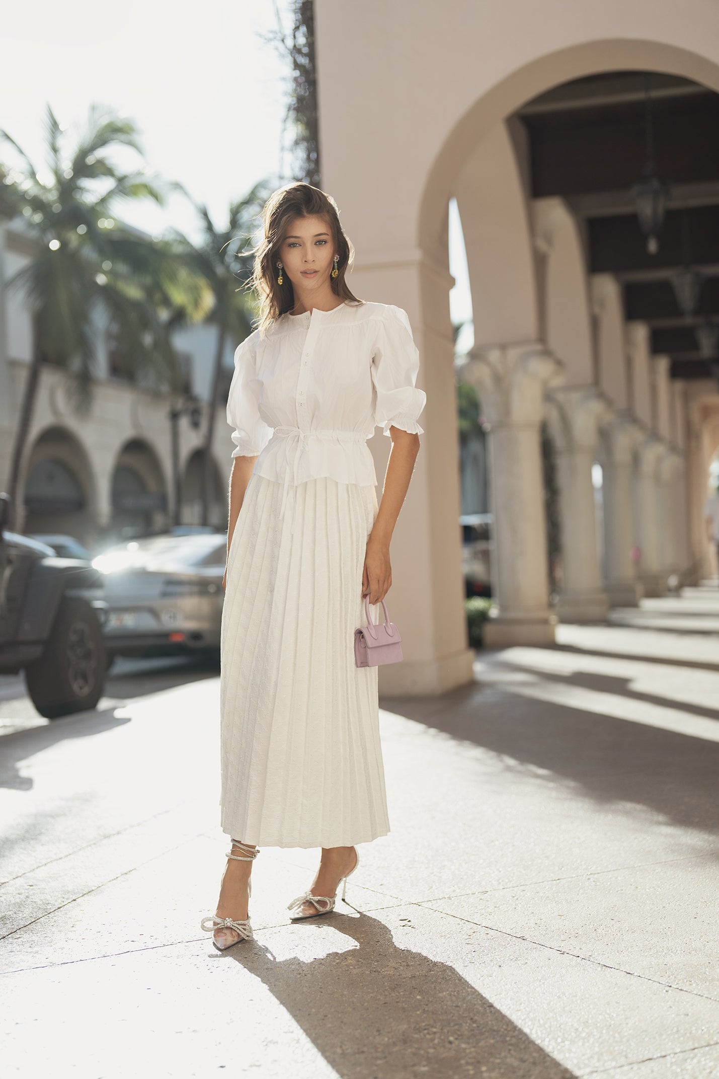 Eyelet Pleated Skirt