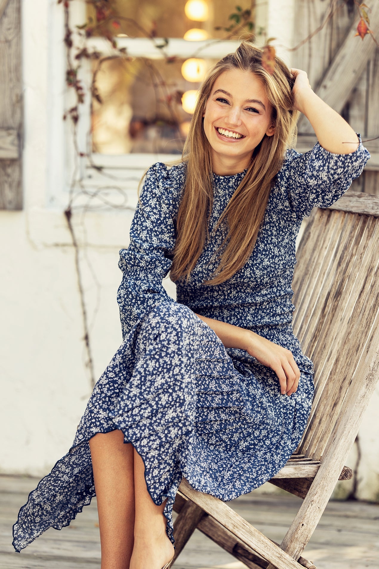 Assymetrical Pleated Print Skirt