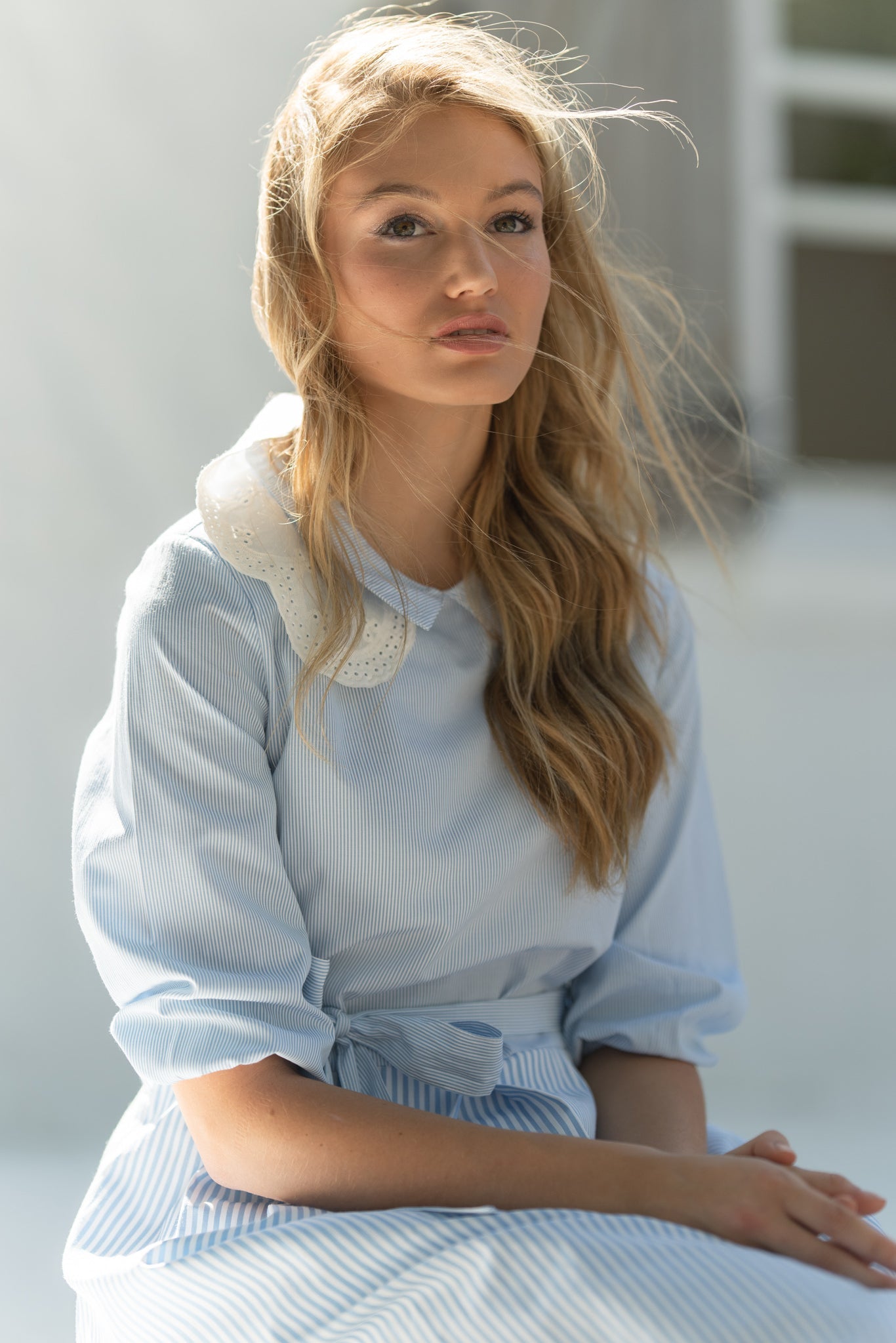 Striped Double Collar Dress