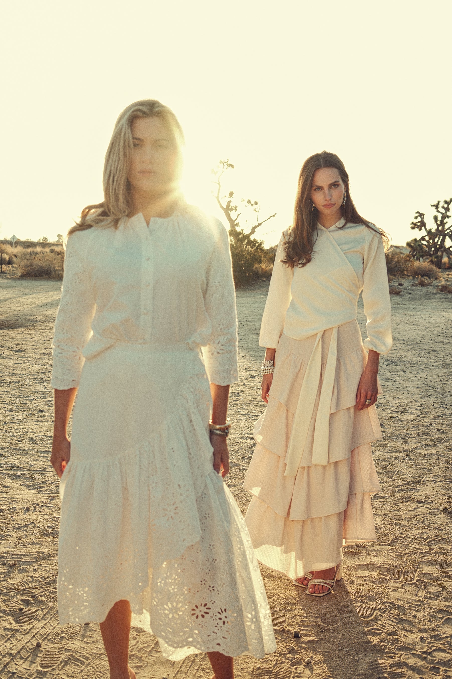 Eyelet Mock Wrap Skirt