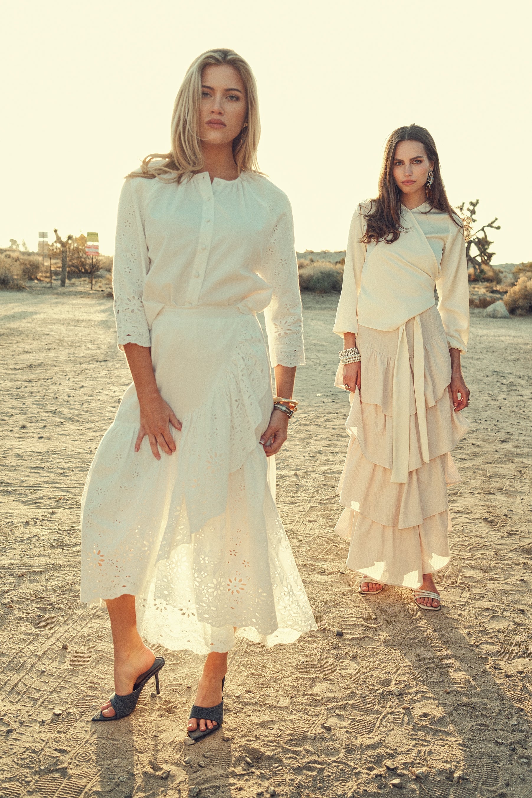 Eyelet Mock Wrap Skirt