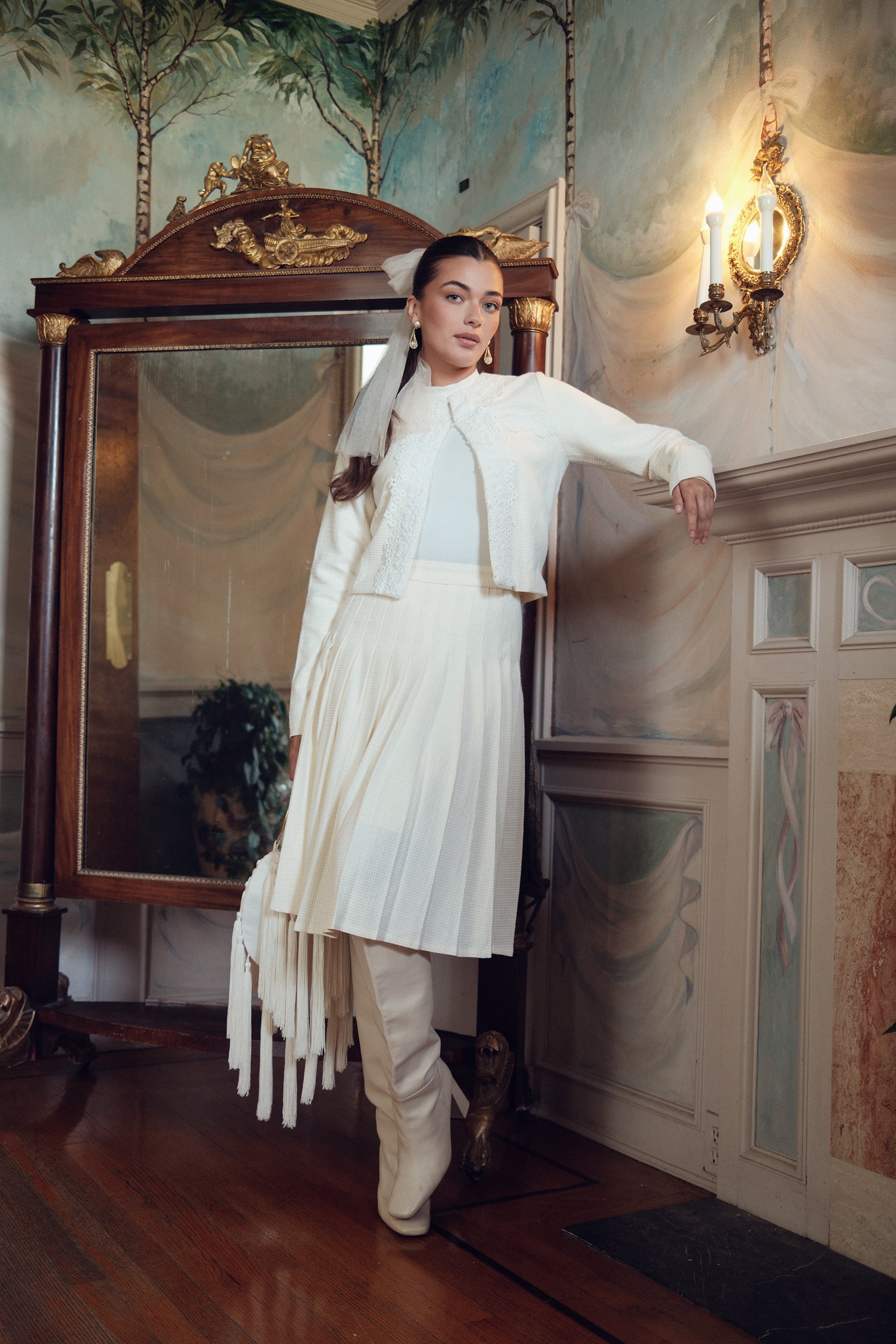 Floral Applique Tweed Jacket