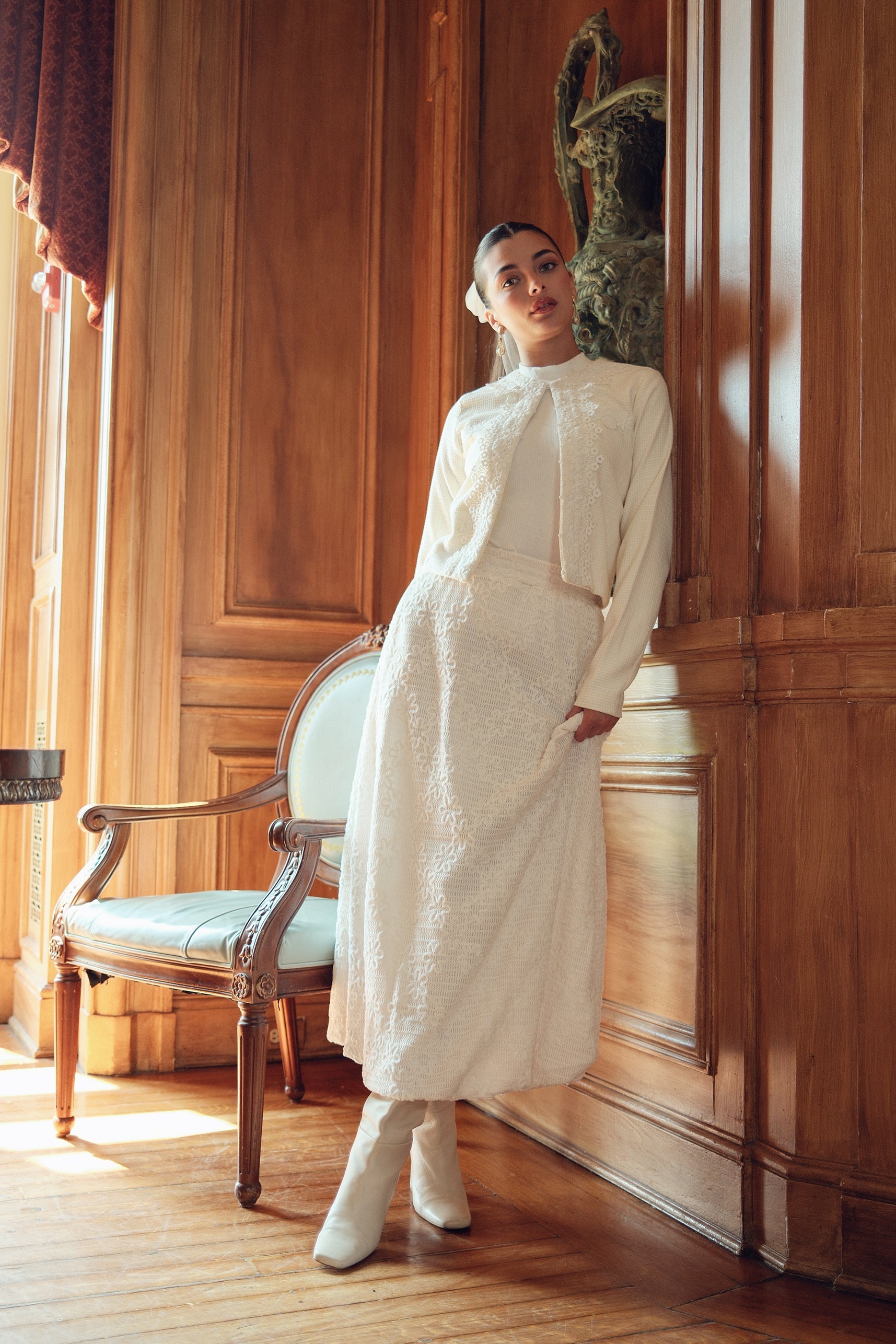 Floral Applique Tweed Jacket