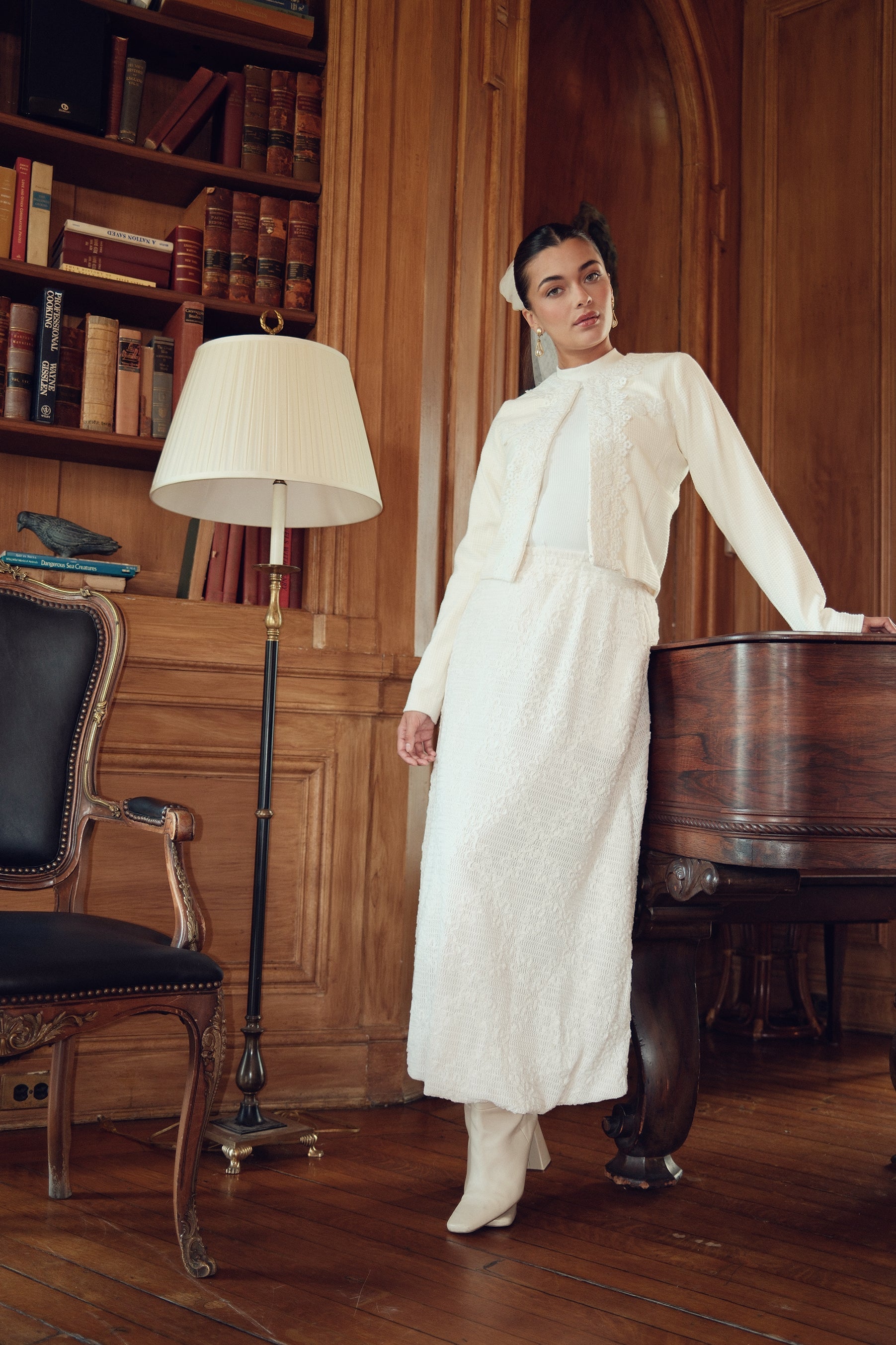 Floral Applique Tweed Jacket