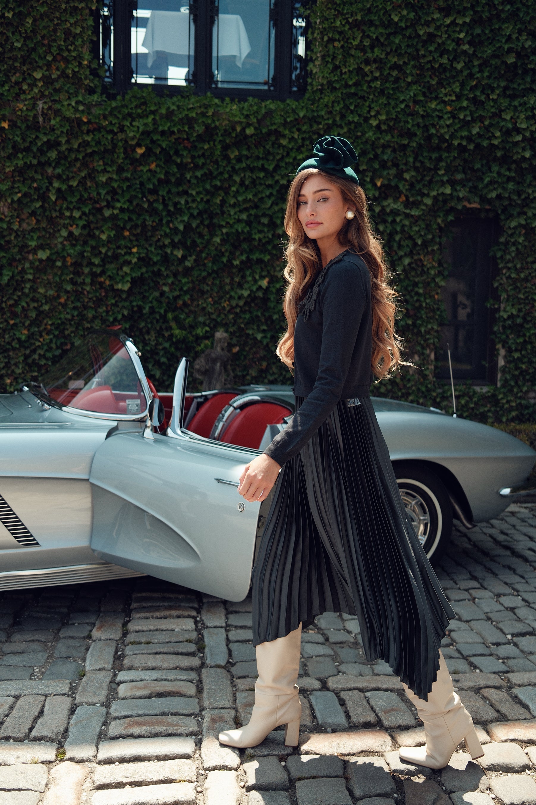 Pleated High-Low Sleeveless Dress