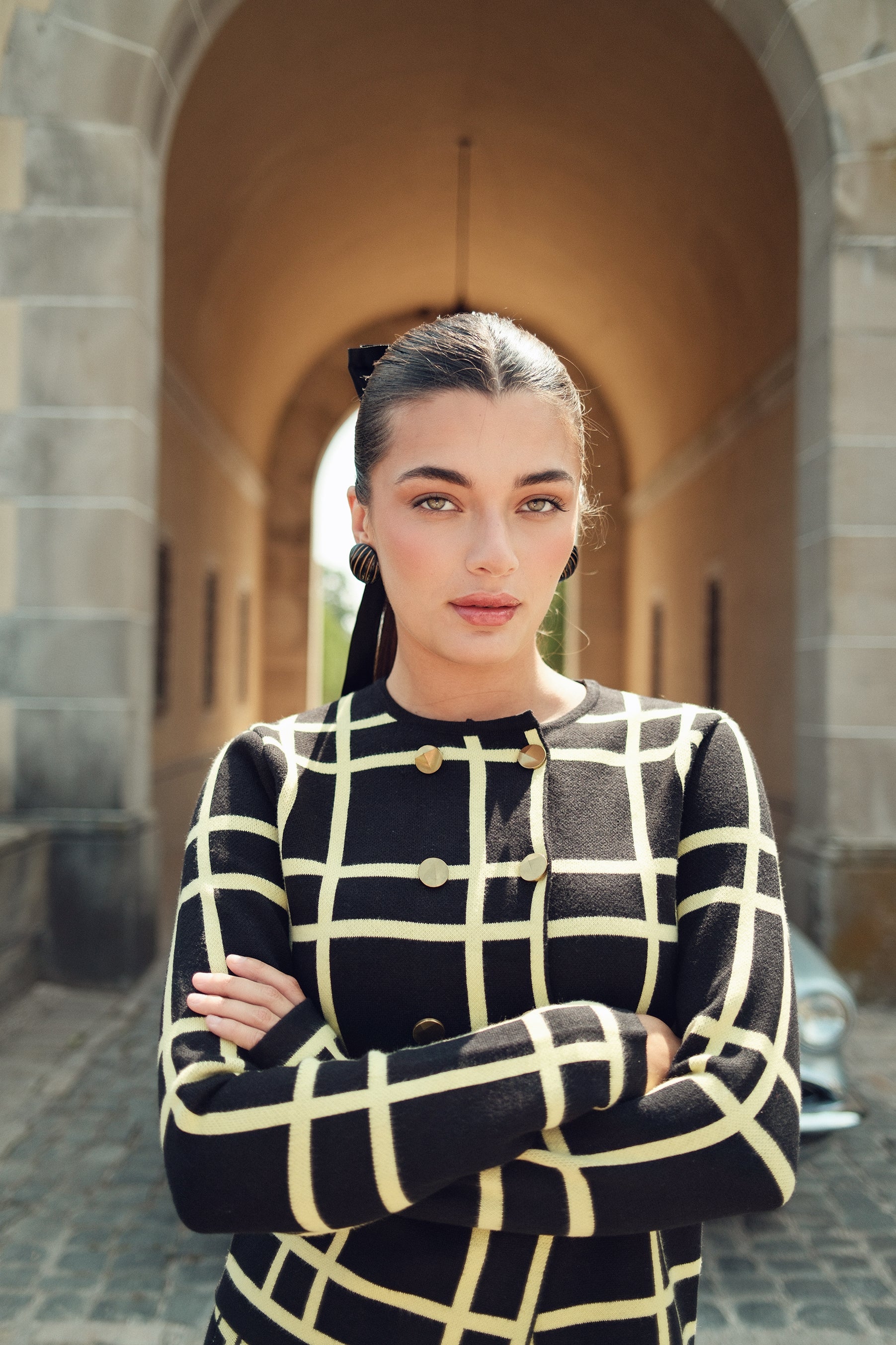 Double Breasted Knit Top