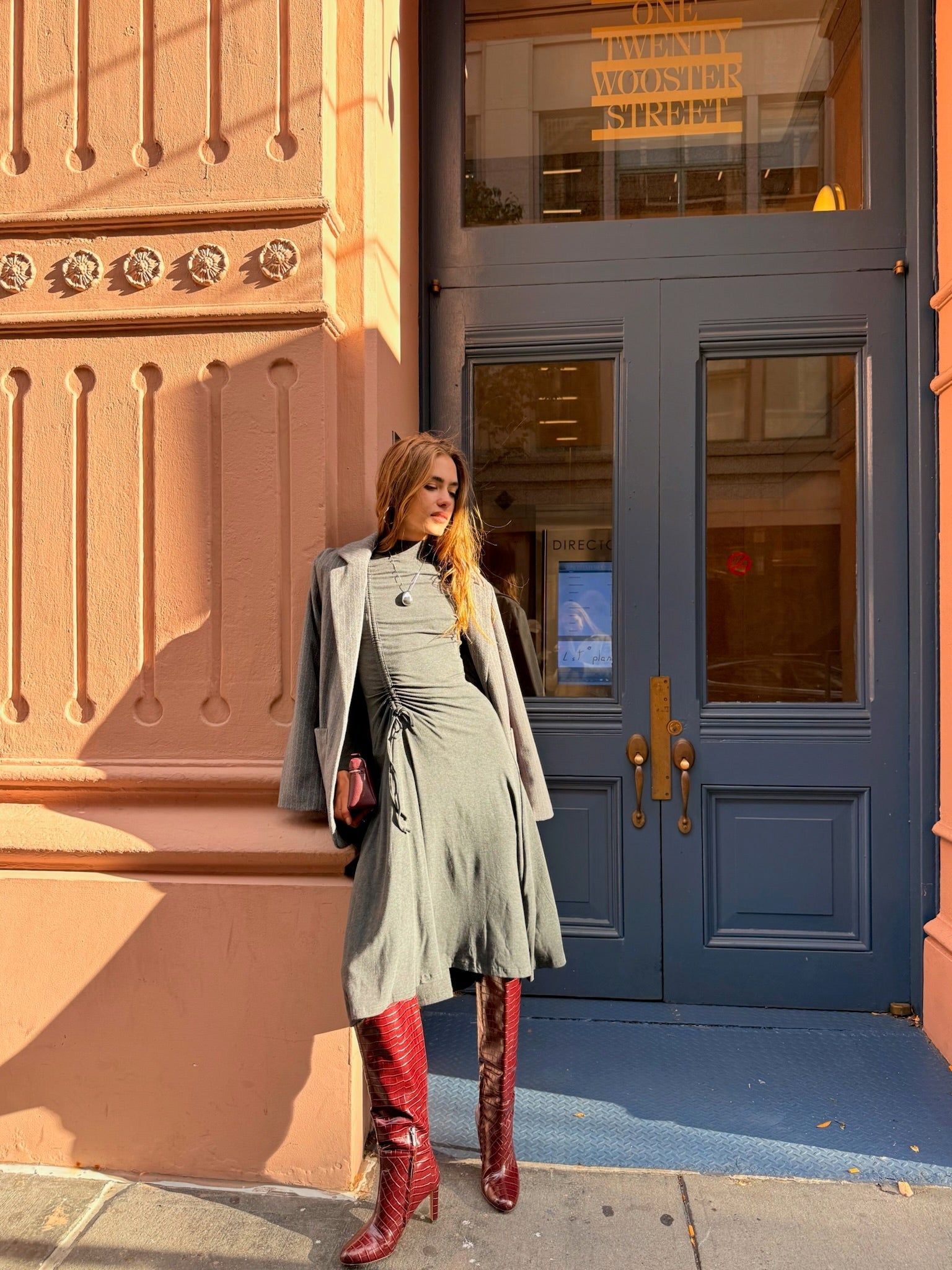 Mock Neck Ruched Dress