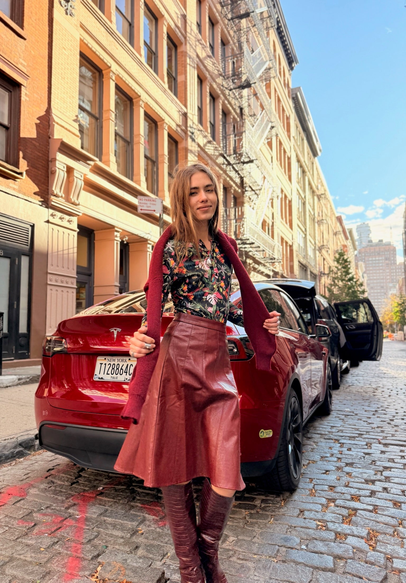 Henley Print Rib Top