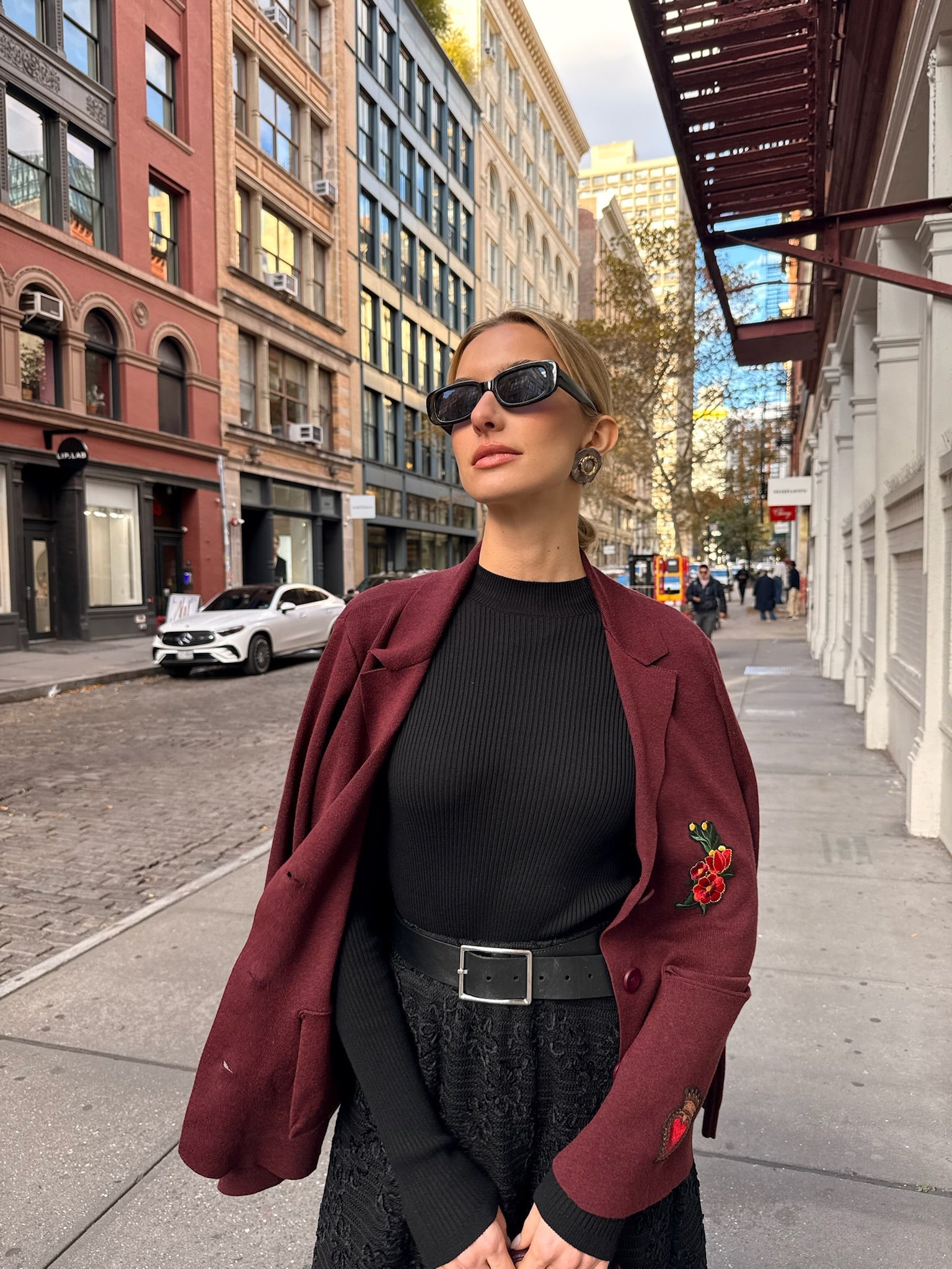 Knit Blazer With Patches