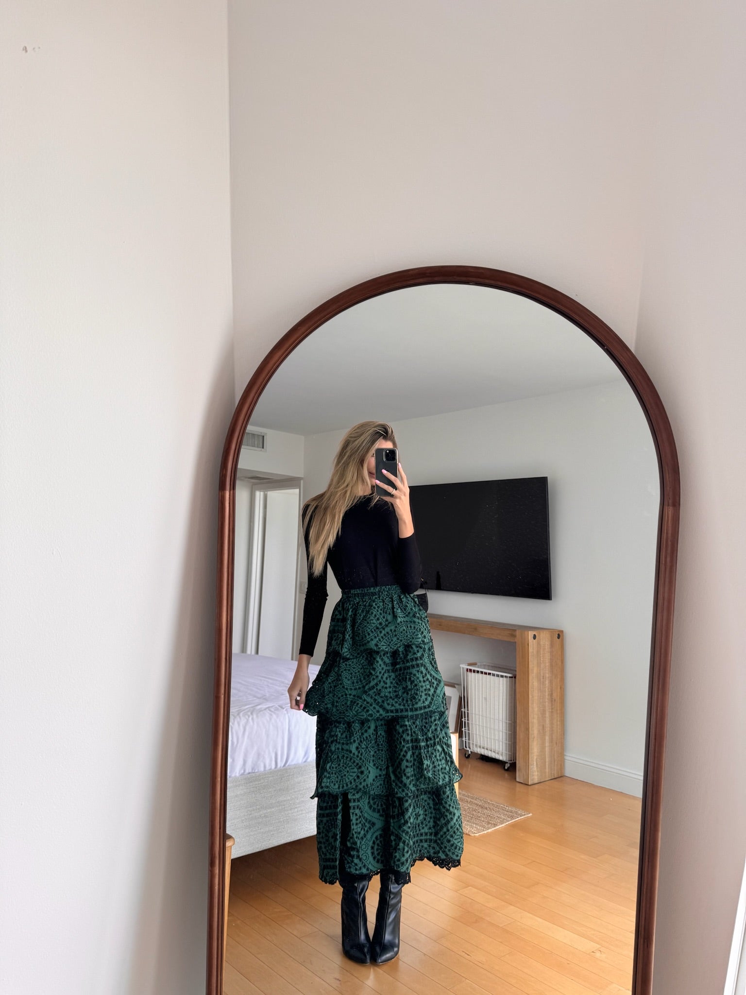 Eyelet Layered Skirt