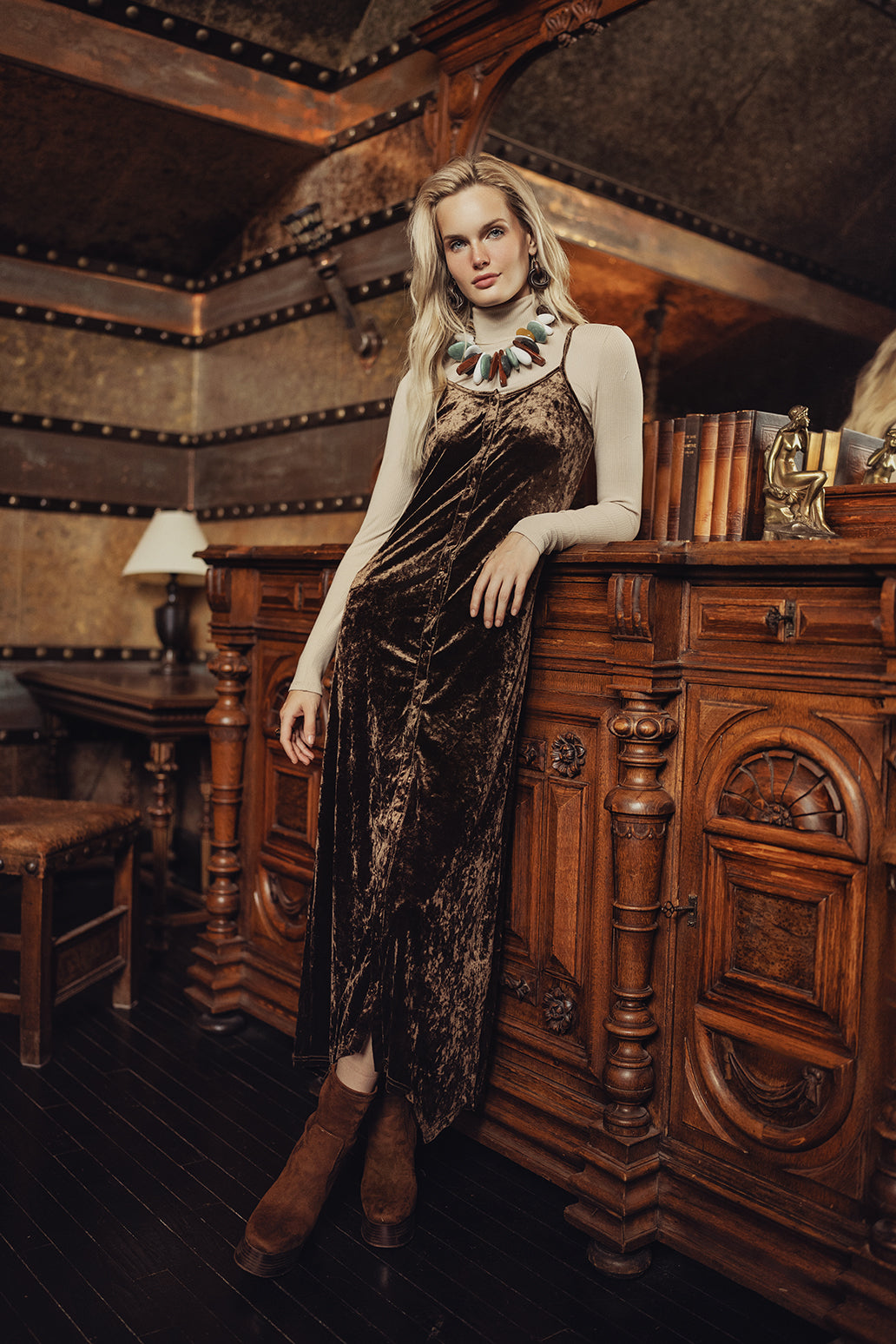 Crushed Velvet Slip Dress