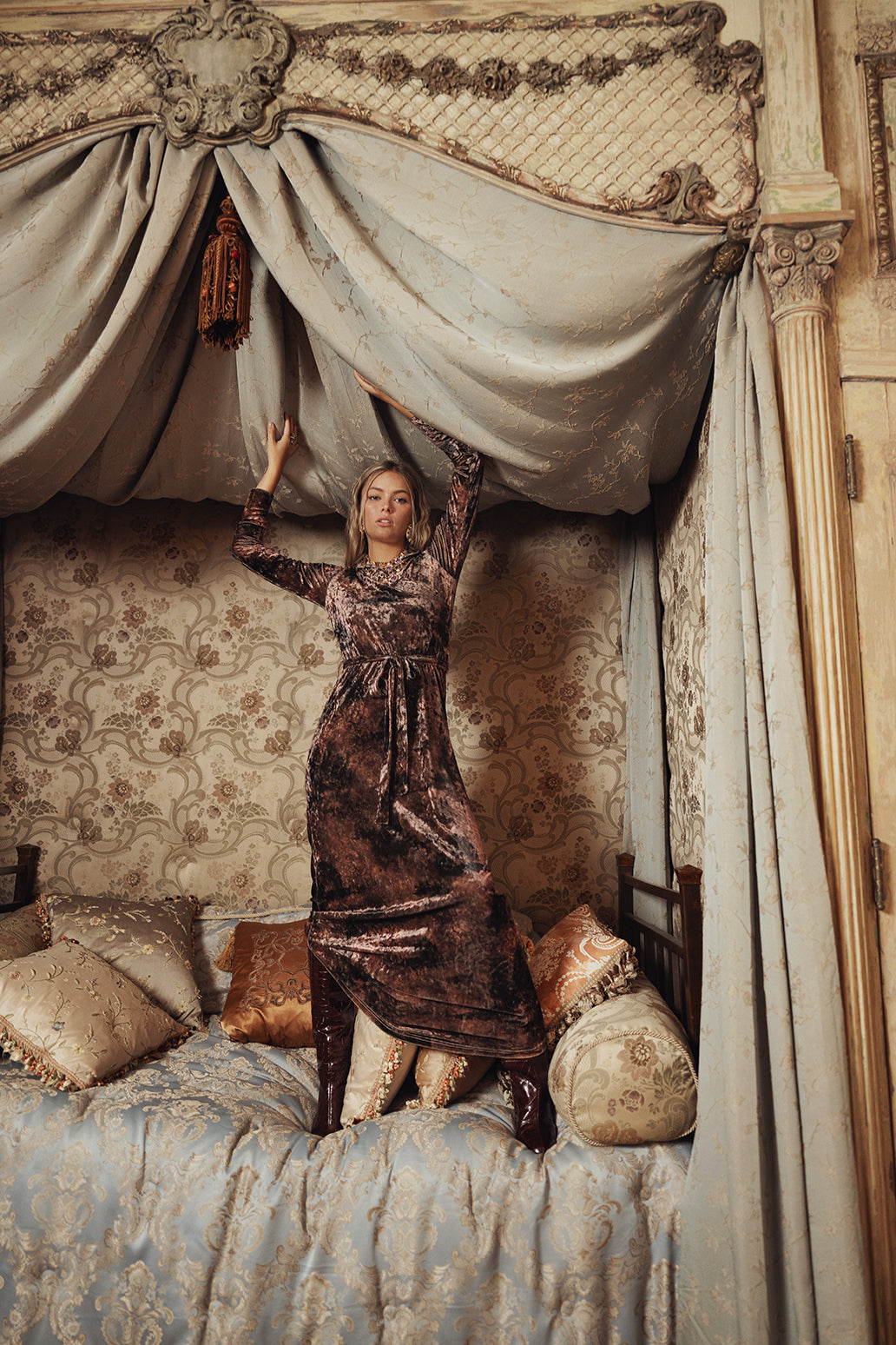 Wrap Maxi Velour Dress