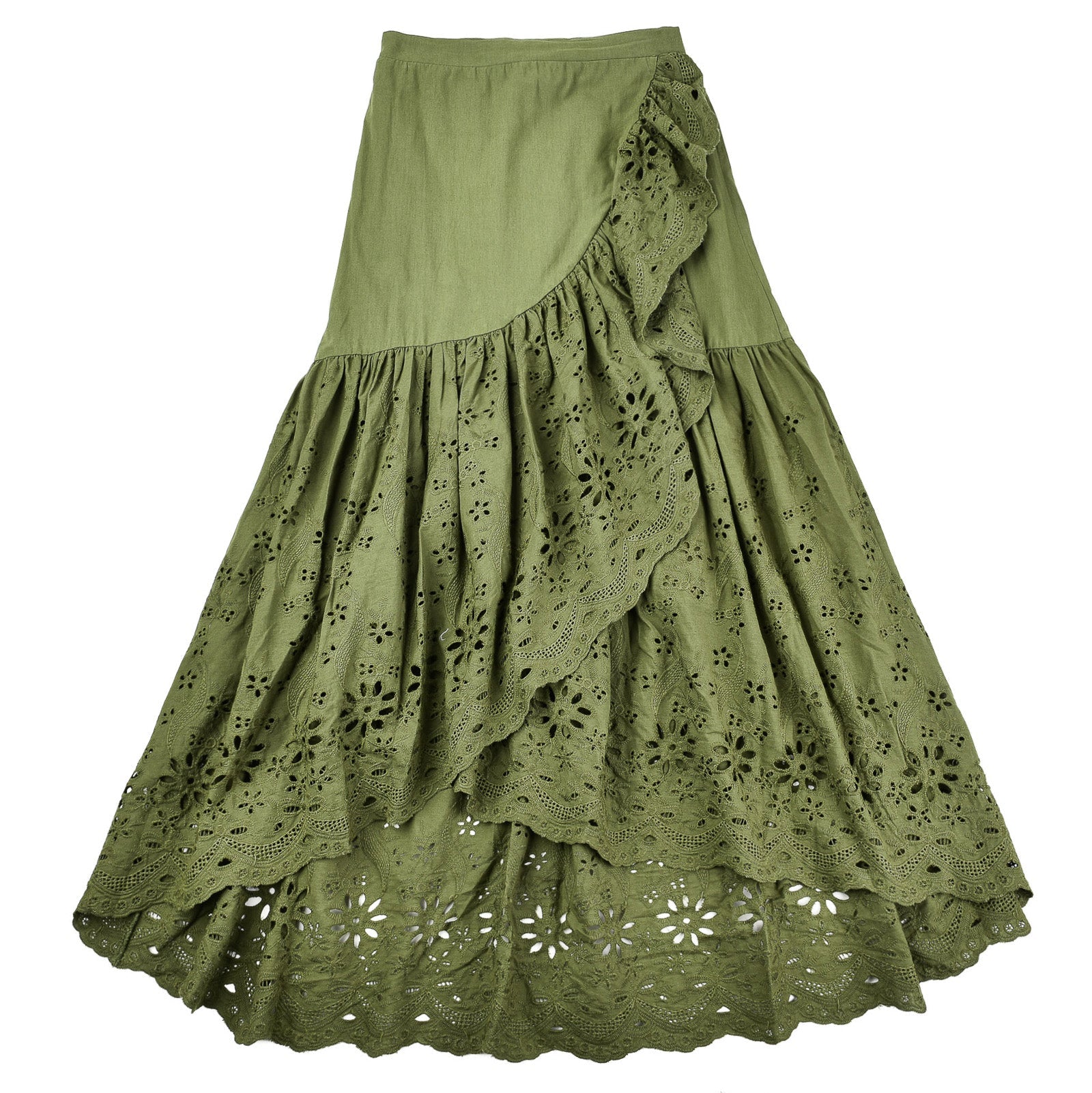 Eyelet Mock Wrap Skirt