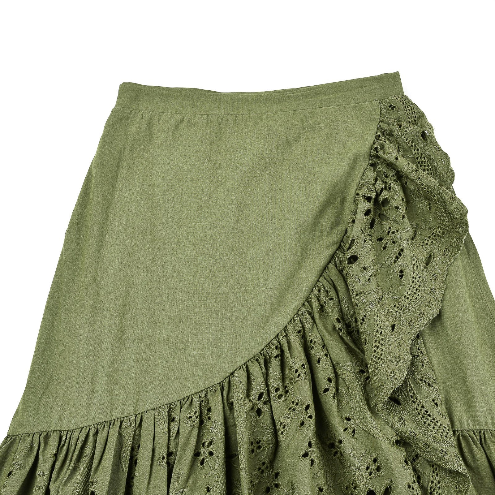 Eyelet Mock Wrap Skirt