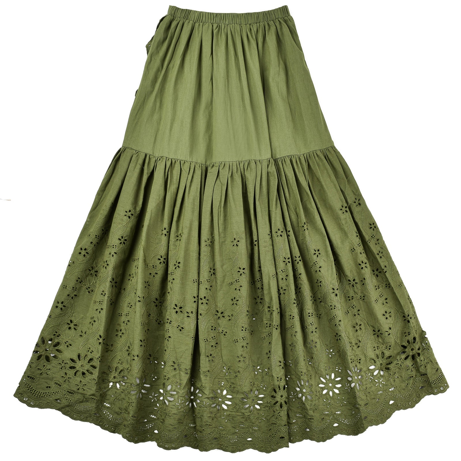 Eyelet Mock Wrap Skirt