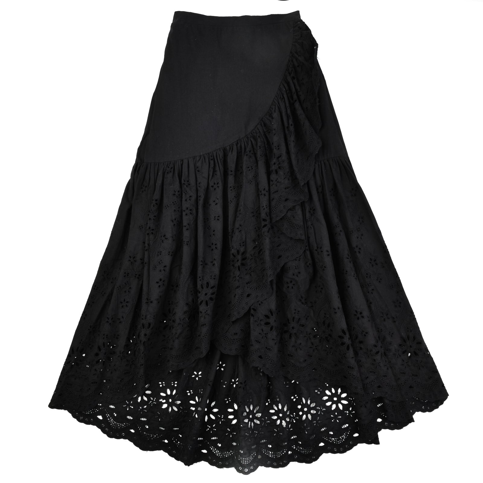 Eyelet Mock Wrap Skirt