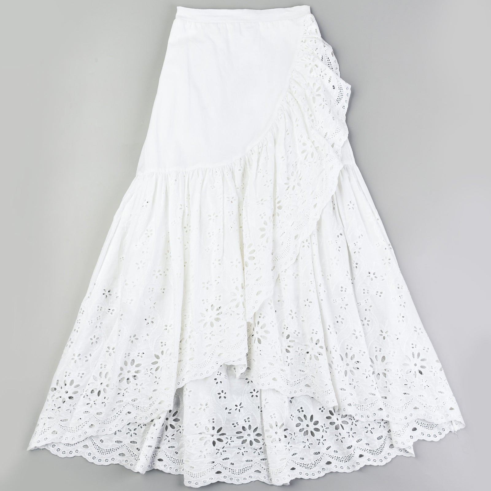 Eyelet Mock Wrap Skirt