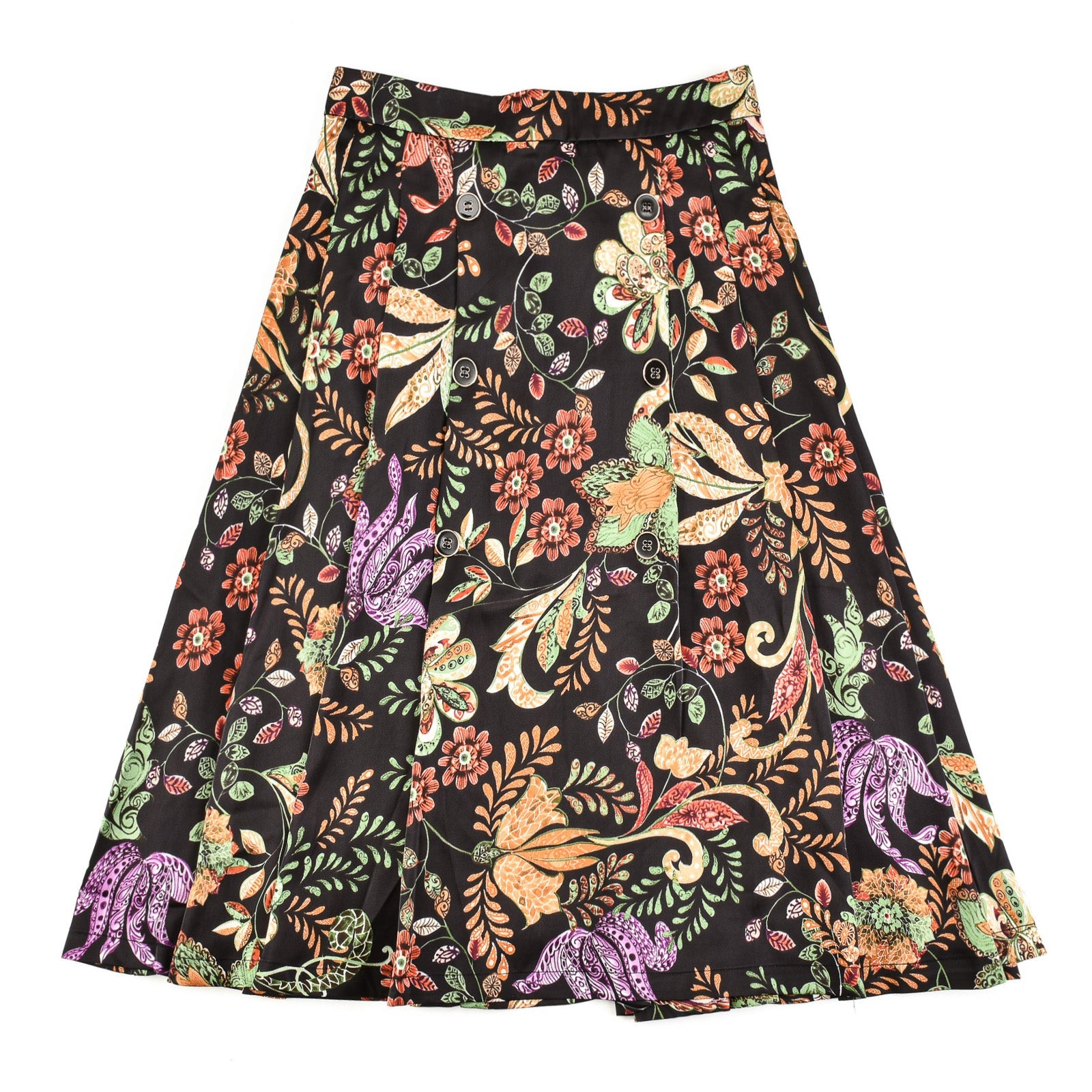 Buttoned Pleated Skirt