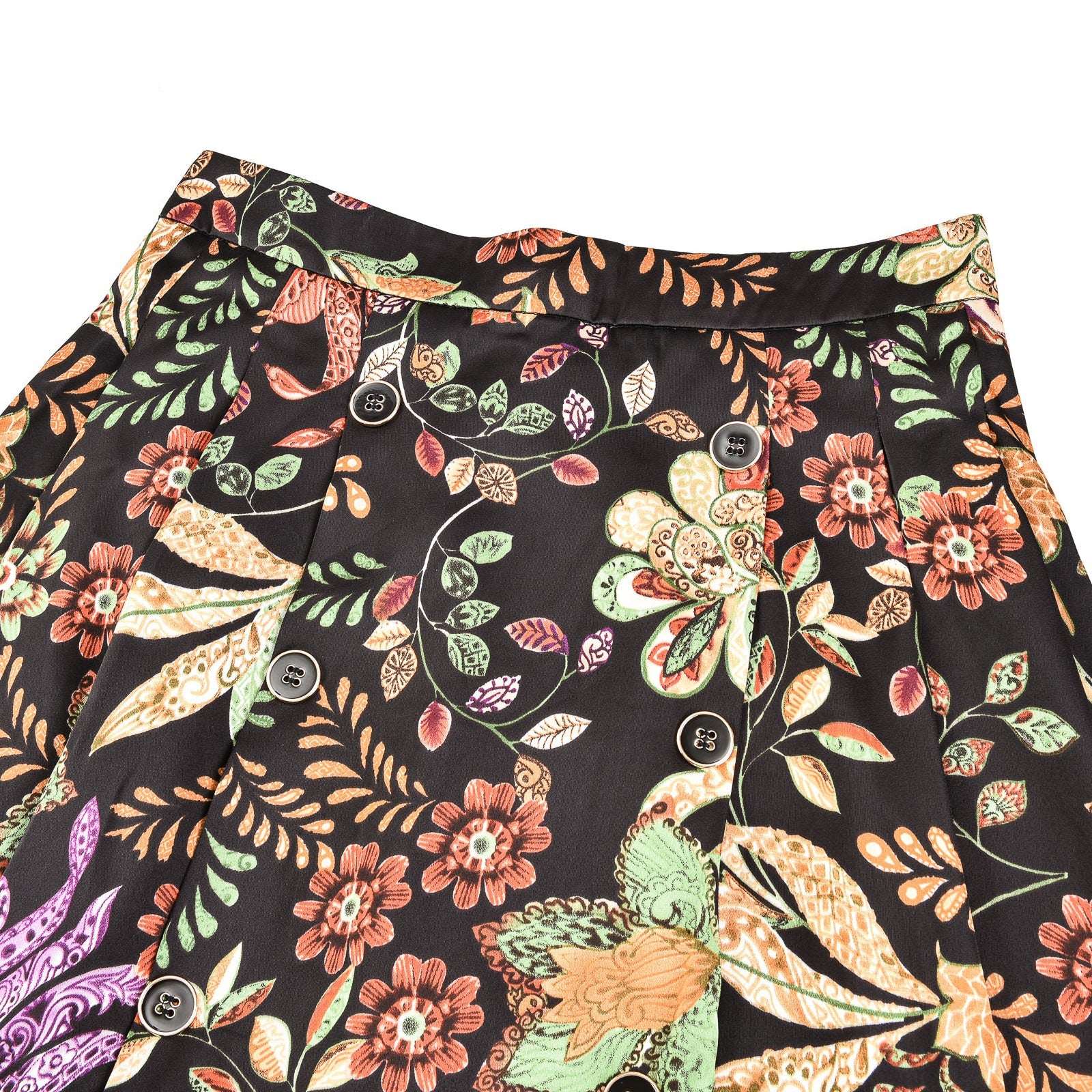 Buttoned Pleated Skirt