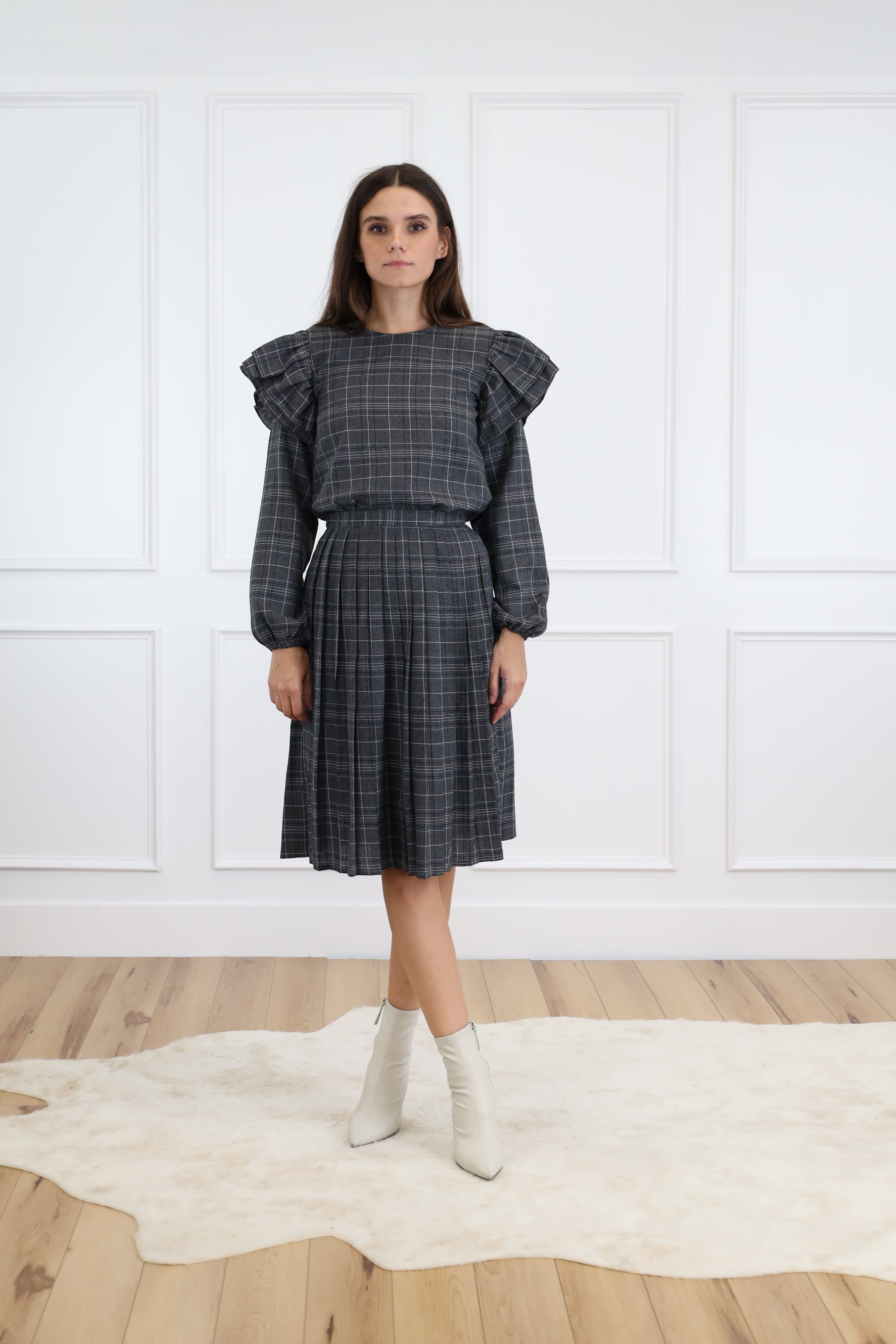 Plaid Skirt - Grey